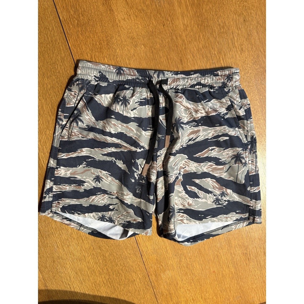 Savage Tacticians Mens Lined Swim Shorts Size S Tiger Stripe Camo Gym Running 5"